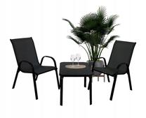 Lauko baldų komplektas Malacca, juodas, 2 vietų