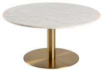 Kavos staliukas Corby 61503, balta/žalvario, 90 cm x 90 cm x 45 cm