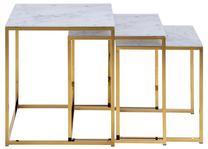 Kavos staliukas Alisma 61861, aukso/baltas, 50 cm x 50 cm x 55 cm