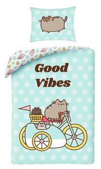 Vaikiškas patalynės užvalkalų komplektas Pusheen, įvairių spalvų/žydra, 140 x 200 cm