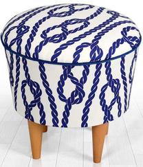 Pufas Hanah Home Cunda v2, mėlynas/baltas, 42 cm x 42 cm x 42 cm