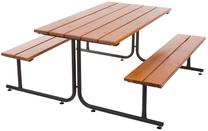 Lauko stalas su suolais Patio, rudas, 172 cm x 150 cm x 73 cm