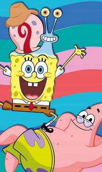 Vaikiškas rankšluostis SpongeBob RDE-103, geltona/mėlyna/rožinė, 50 cm x 30 cm