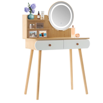 Kosmetinis staliukas Chomik 7476, balta/medžio, 40 cm x 80 cm x 120 cm, su veidrodžiu