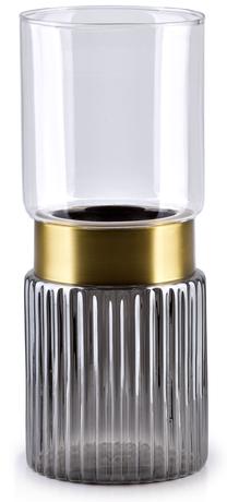 Žvakidė Mondex Serenite HTRD7517, stiklas, Ø 10 cm, 24 cm, skaidri/pilka