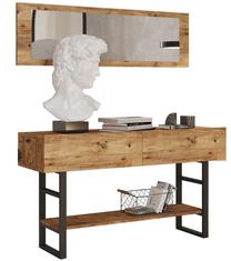 Spintelė Kalune Design ML24-A, pušies, 43 cm x 139 cm x 75.7 cm, su veidrodžiu