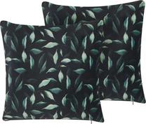 Dekoratyvinė pagalvėlė Beliani Toadflax, juoda/žalia, 45 cm x 45 cm, 2 vnt.