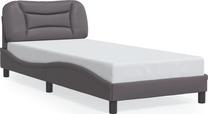 Lova viengulė, 90 x 190 cm, pilka, be čiužinio, su grotelėmis