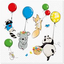 Popierinės servetėlės PAW Balloons, 33 cm x 33 cm, įvairių spalvų, 20 vnt.
