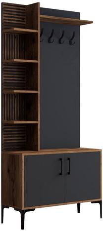 Prieškambario baldų komplektas Kalune Design Viyana D, vidaus, antracito/riešuto