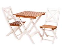 Lauko baldų komplektas Picnic, baltas/rudas, 2 vietų