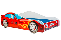 Vaikiška lova viengulė ADRK Car, raudona, 70 x 140 cm, be patalynės dėžės, su čiužiniu