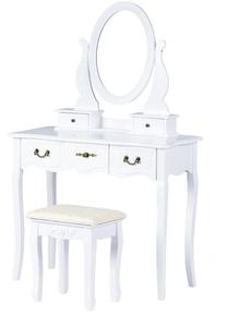 Kosmetinis staliukas ModernHome Dressing, baltas, 40 cm x 90 cm x 145 cm, su veidrodžiu