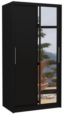 Spinta ADRK Baros 100, juoda, 58 cm x 100 cm x 200 cm, su veidrodžiu