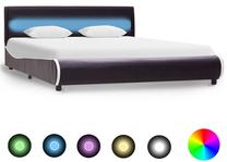 Lova pusantros vietos VLX Faux Leather 285022, 120 x 200 cm, juoda, be čiužinio, su grotelėmis