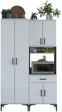 Daugiafunkcinė virtuvės spinta Kalune Design, balta, 120 cm x 40 cm x 198.6 cm