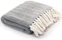 Pledas VLX Herringbone 245323, balta/tamsiai mėlyna, 220 cm x 250 cm