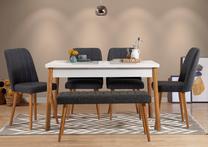 Valgomojo komplektas Kalune Design Costa 1053 - 2 AB, baltas/pušies/antracito