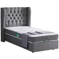 Lova viengulė Kalune Design Ryga, 90 x 190 cm, pilka, su čiužiniu, su grotelėmis