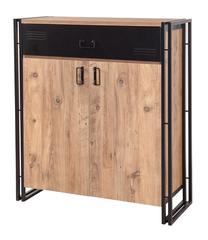 Batų dėžė Kalune Design Cosmo Pesus, juoda/pušies, 40 cm x 110 cm x 120 cm