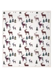 Pledas Mijolnir Happy New Deer, baltas/įvairių spalvų, 170 cm x 200 cm