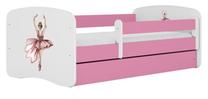 Vaikiška lova viengulė Kocot Kids Dancer, balta/rožinė, 80 x 160 cm, su patalynės dėže, su čiužiniu