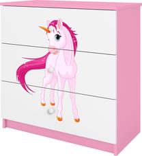 Komoda Kocot Kids Babydreams Unicorn, balta/rožinė, 80 cm x 41 cm x 80.5 cm