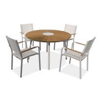 Lauko baldų komplektas Tacoma, baltas/rudas, 4 vietų