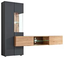 Sekcija ASM Try, antracito/ąžuolo, 210 cm x 160 cm x 40 cm