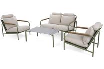 Lauko baldų komplektas Como, baltas/žalias, 4 vietų