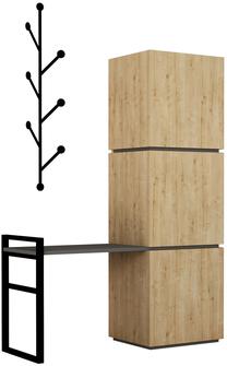 Batų dėžė Kalune Design Mello, ąžuolo/juoda, 39 cm x 109 cm x 149 cm