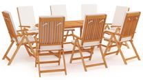 Lauko baldų komplektas VLX Dining 9 Piece Set, kreminės spalvos/rudas, 8 vietų