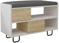 Suoliukas su batų lentyna Kalune Design Troy, ąžuolo/balta/pilka, 35.5 cm x 83.5 cm x 53.5 cm