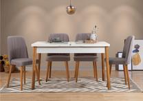 Valgomojo komplektas Kalune Design Santiago 0701 - 1 AB, baltas/pilkas/pušies