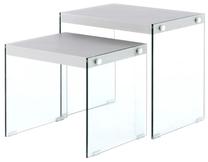 Kavos staliukų komplektas Kayoom Elementary 225, skaidrus/sidabro, 46 cm x 32 cm x 43 cm, 2 vnt.