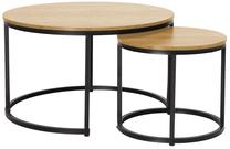 Kavos staliukų komplektas Home4you Hedvig, juoda/medžio, 80 cm x 80 cm x 48 cm, 2 vnt.