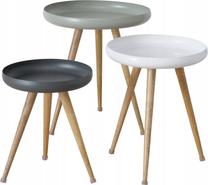 Kavos staliukų komplektas Boltze Masdour, rudas/baltas/pilkas, 53 cm x 53 cm x 60 cm, 3 vnt.