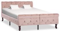 Lova pusantros vietos VLX Velvet 288566, 120 x 200 cm, rožinė, be čiužinio, su grotelėmis