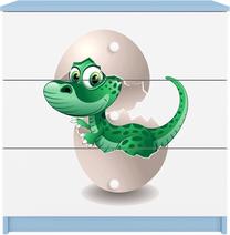 Komoda Kocot Kids Babydreams Baby Dino, mėlyna/balta, 41 cm x 80 cm x 80.5 cm