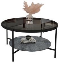 Kavos staliukas Kalune Design Oslo, antracito/marmuro/pelenų, 75 cm x 75 cm x 45 cm