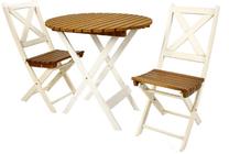 Lauko baldų komplektas Picnic Round, baltas/rudas, 2 vietų