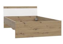 Lova pusantros vietos Forte, 120 x 200 cm, balta/medžio, su čiužiniu, su grotelėmis