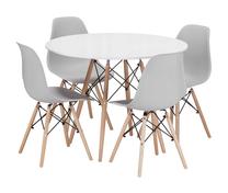 Valgomojo komplektas Leobert Todi Osaka, baltas/pilkas/rudas/ąžuolo