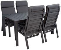 Lauko baldų komplektas Home4you Tomson, tamsiai pilka, 4 vietų