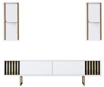 Svetainės baldų komplektas Kalune Design Gold Line, vidaus, baltas/juodas