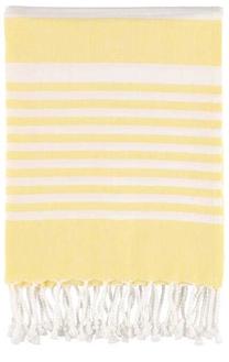 Paplūdimio rankšluostis 4Living Stripe 111225, baltas/geltonas, 150 cm x 80 cm
