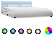 Lova pusantros vietos VLX Faux Leather 285674, 120 x 200 cm, balta, be čiužinio, su grotelėmis