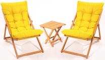 Lauko baldų komplektas Floriane Garden MY005, geltonas/medžio, 2 vietų