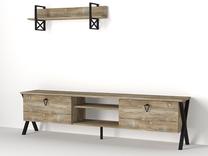 Svetainės baldų komplektas Kalune Design Zath Patik, vidaus, juoda/riešuto