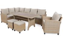 Lauko baldų komplektas Lagos, rusvai gelsva, 9 vietų